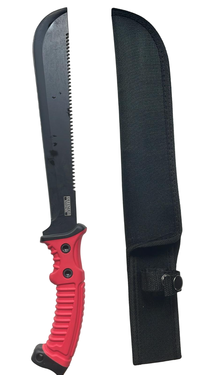 Black Blade , Red Handle Hunting Knfe Machete Styl